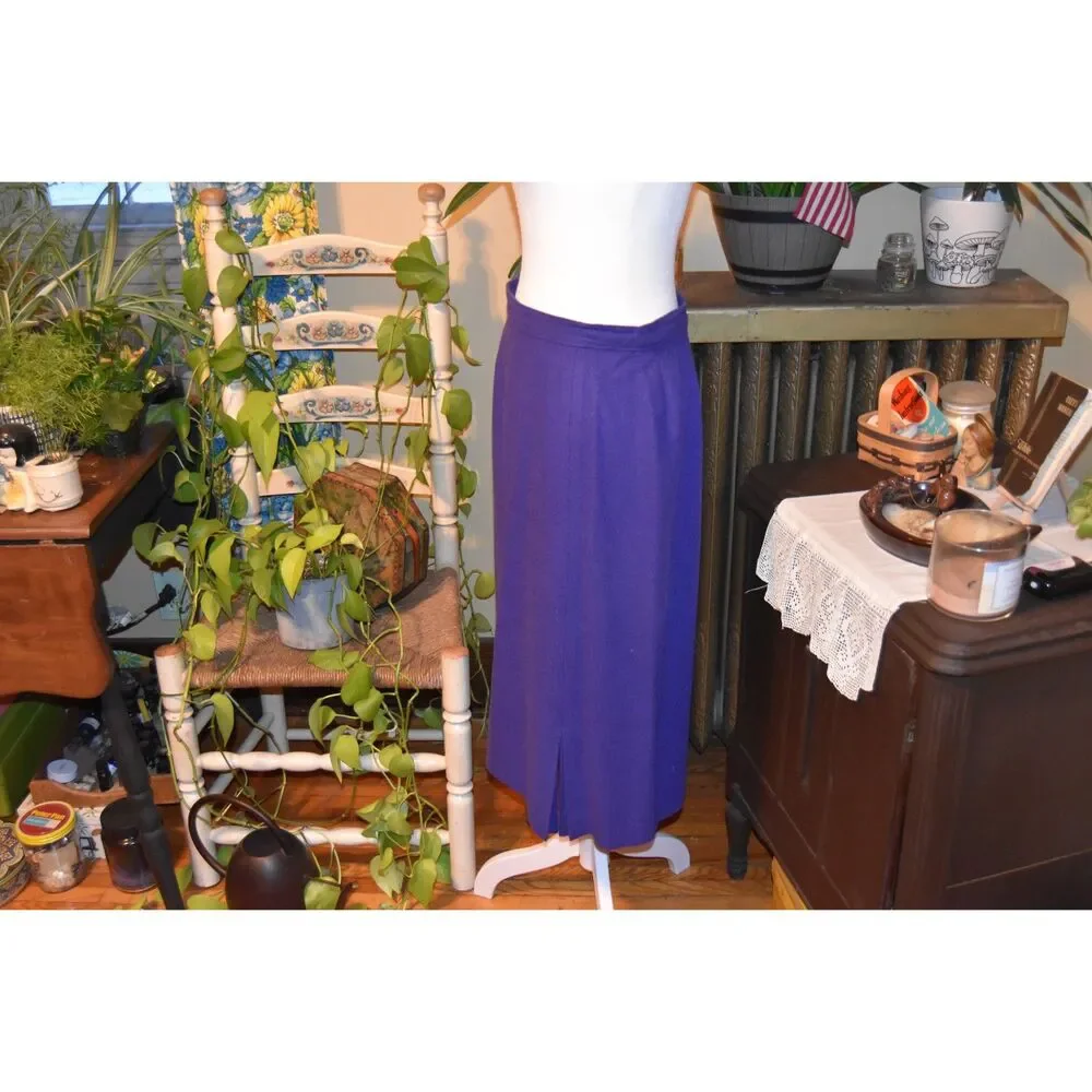 Vintage 80s-90s Step by Step Wool Lined Pencil Skirt Blue-Purple Size M-L